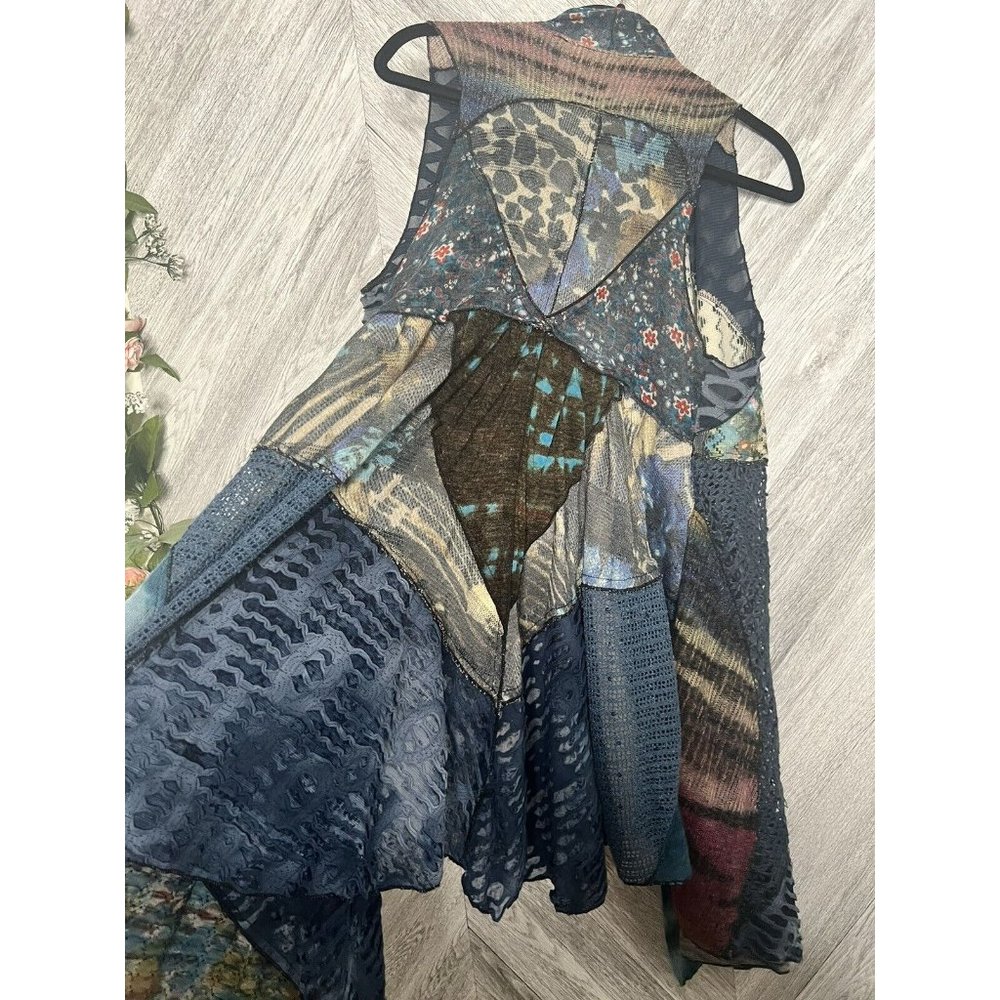 Soft Surroundings Multicolored Patch Mesh Vest Ca… - image 6